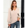 image:imageANRABESS Womens Business Casual Tops V Neck Puff Long Sleeve Shirts Dressy Office Work Blouse 2026 Fall Outfits ClothesParchment