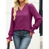image:imageANRABESS Womens Business Casual Tops V Neck Puff Long Sleeve Shirts Dressy Office Work Blouse 2026 Fall Outfits ClothesPurple Red