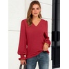 image:imageANRABESS Womens Business Casual Tops V Neck Puff Long Sleeve Shirts Dressy Office Work Blouse 2026 Fall Outfits ClothesRed