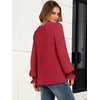 image:imageANRABESS Womens Business Casual Tops V Neck Puff Long Sleeve Shirts Dressy Office Work Blouse 2026 Fall Outfits ClothesRed