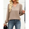 image:imageANRABESS Womens Business Casual Tops V Neck Puff Long Sleeve Shirts Dressy Office Work Blouse 2026 Fall Outfits ClothesYellow Khaki