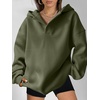 image:imageANRABESS Womens Oversized Hoodies V Neck Sweatshirts Fleece Long Sleeve Pullover Y2K Clothes 2026 Fall Trendy OutfitsArmy Green