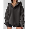 image:imageANRABESS Womens Oversized Hoodies V Neck Sweatshirts Fleece Long Sleeve Pullover Y2K Clothes 2026 Fall Trendy OutfitsDark Grey