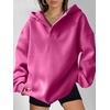 image:imageANRABESS Womens Oversized Hoodies V Neck Sweatshirts Fleece Long Sleeve Pullover Y2K Clothes 2026 Fall Trendy OutfitsHot Pink