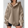image:imageANRABESS Womens Oversized Hoodies V Neck Sweatshirts Fleece Long Sleeve Pullover Y2K Clothes 2026 Fall Trendy OutfitsKhaki Brown