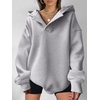 image:imageANRABESS Womens Oversized Hoodies V Neck Sweatshirts Fleece Long Sleeve Pullover Y2K Clothes 2026 Fall Trendy OutfitsLight Gray