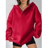 image:imageANRABESS Womens Oversized Hoodies V Neck Sweatshirts Fleece Long Sleeve Pullover Y2K Clothes 2026 Fall Trendy OutfitsRed