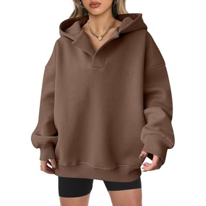 image:imageANRABESS Womens Oversized Hoodies V Neck Sweatshirts Fleece Long Sleeve Pullover Y2K Clothes 2026 Fall Trendy OutfitsCoffee