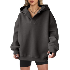 image:imageANRABESS Womens Oversized Hoodies V Neck Sweatshirts Fleece Long Sleeve Pullover Y2K Clothes 2026 Fall Trendy OutfitsDark Grey