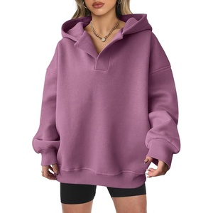 image:imageANRABESS Womens Oversized Hoodies V Neck Sweatshirts Fleece Long Sleeve Pullover Y2K Clothes 2026 Fall Trendy OutfitsDark Pink
