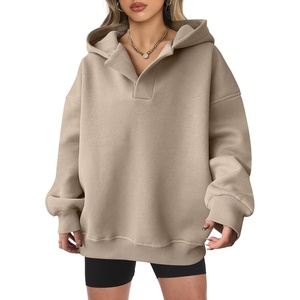 image:imageANRABESS Womens Oversized Hoodies V Neck Sweatshirts Fleece Long Sleeve Pullover Y2K Clothes 2026 Fall Trendy OutfitsKhaki Brown
