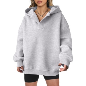 image:imageANRABESS Womens Oversized Hoodies V Neck Sweatshirts Fleece Long Sleeve Pullover Y2K Clothes 2026 Fall Trendy OutfitsLight Gray