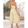 image:imageANRABESS Womens Summer Straps One Shoulder High Waist Dressy Casual Wide Leg Linen Jumpsuit Romper Beach Travel OutfitsBeige