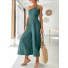 image:imageANRABESS Womens Summer Straps One Shoulder High Waist Dressy Casual Wide Leg Linen Jumpsuit Romper Beach Travel OutfitsBlue