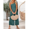 image:imageANRABESS Womens Summer Straps One Shoulder High Waist Dressy Casual Wide Leg Linen Jumpsuit Romper Beach Travel OutfitsBlue