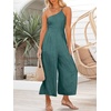 image:imageANRABESS Womens Summer Straps One Shoulder High Waist Dressy Casual Wide Leg Linen Jumpsuit Romper Beach Travel OutfitsBlue