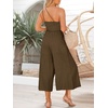 image:imageANRABESS Womens Summer Straps One Shoulder High Waist Dressy Casual Wide Leg Linen Jumpsuit Romper Beach Travel OutfitsBrown