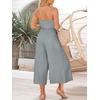 image:imageANRABESS Womens Summer Straps One Shoulder High Waist Dressy Casual Wide Leg Linen Jumpsuit Romper Beach Travel OutfitsGray