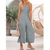 image:imageANRABESS Womens Summer Straps One Shoulder High Waist Dressy Casual Wide Leg Linen Jumpsuit Romper Beach Travel OutfitsGray