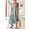 image:imageANRABESS Womens Summer Straps One Shoulder High Waist Dressy Casual Wide Leg Linen Jumpsuit Romper Beach Travel OutfitsGray
