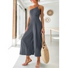 image:imageANRABESS Womens Summer Straps One Shoulder High Waist Dressy Casual Wide Leg Linen Jumpsuit Romper Beach Travel OutfitsGray Blue
