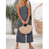 image:imageANRABESS Womens Summer Straps One Shoulder High Waist Dressy Casual Wide Leg Linen Jumpsuit Romper Beach Travel OutfitsGray Blue