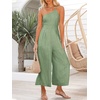 image:imageANRABESS Womens Summer Straps One Shoulder High Waist Dressy Casual Wide Leg Linen Jumpsuit Romper Beach Travel OutfitsLight Green