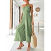 image:imageANRABESS Womens Summer Straps One Shoulder High Waist Dressy Casual Wide Leg Linen Jumpsuit Romper Beach Travel OutfitsLight Green