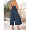 image:imageANRABESS Womens Summer Straps One Shoulder High Waist Dressy Casual Wide Leg Linen Jumpsuit Romper Beach Travel OutfitsNavy Blue