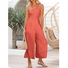 image:imageANRABESS Womens Summer Straps One Shoulder High Waist Dressy Casual Wide Leg Linen Jumpsuit Romper Beach Travel OutfitsPeach