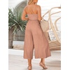 image:imageANRABESS Womens Summer Straps One Shoulder High Waist Dressy Casual Wide Leg Linen Jumpsuit Romper Beach Travel OutfitsPink