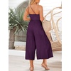 image:imageANRABESS Womens Summer Straps One Shoulder High Waist Dressy Casual Wide Leg Linen Jumpsuit Romper Beach Travel OutfitsPurple
