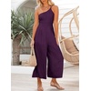 image:imageANRABESS Womens Summer Straps One Shoulder High Waist Dressy Casual Wide Leg Linen Jumpsuit Romper Beach Travel OutfitsPurple