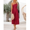 image:imageANRABESS Womens Summer Straps One Shoulder High Waist Dressy Casual Wide Leg Linen Jumpsuit Romper Beach Travel OutfitsRed