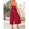 image:imageANRABESS Womens Summer Straps One Shoulder High Waist Dressy Casual Wide Leg Linen Jumpsuit Romper Beach Travel OutfitsRed