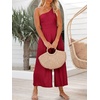 image:imageANRABESS Womens Summer Straps One Shoulder High Waist Dressy Casual Wide Leg Linen Jumpsuit Romper Beach Travel OutfitsRed