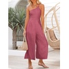 image:imageANRABESS Womens Summer Straps One Shoulder High Waist Dressy Casual Wide Leg Linen Jumpsuit Romper Beach Travel OutfitsRose
