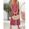 image:imageANRABESS Womens Summer Straps One Shoulder High Waist Dressy Casual Wide Leg Linen Jumpsuit Romper Beach Travel OutfitsRose