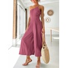 image:imageANRABESS Womens Summer Straps One Shoulder High Waist Dressy Casual Wide Leg Linen Jumpsuit Romper Beach Travel OutfitsRose