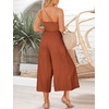 image:imageANRABESS Womens Summer Straps One Shoulder High Waist Dressy Casual Wide Leg Linen Jumpsuit Romper Beach Travel OutfitsRust