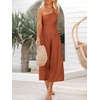 image:imageANRABESS Womens Summer Straps One Shoulder High Waist Dressy Casual Wide Leg Linen Jumpsuit Romper Beach Travel OutfitsRust