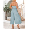 image:imageANRABESS Womens Summer Straps One Shoulder High Waist Dressy Casual Wide Leg Linen Jumpsuit Romper Beach Travel OutfitsSky Blue