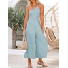 image:imageANRABESS Womens Summer Straps One Shoulder High Waist Dressy Casual Wide Leg Linen Jumpsuit Romper Beach Travel OutfitsSky Blue