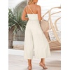 image:imageANRABESS Womens Summer Straps One Shoulder High Waist Dressy Casual Wide Leg Linen Jumpsuit Romper Beach Travel OutfitsWhite