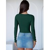 image:imageANRABESS Women Long Sleeve Crew Neck Bodysuits Top 2026 Fall Slim Fit Ribbed Knit Soft Basic Tee Shirts Layering ClothingDeep Green