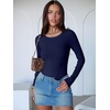 image:imageANRABESS Women Long Sleeve Crew Neck Bodysuits Top 2026 Fall Slim Fit Ribbed Knit Soft Basic Tee Shirts Layering ClothingNavy Blue