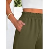 image:imageANRABESS Womens Palazzo PantsWide Leg Cropped Elastic High WaistedFlowy Lightweight AirySummer Casual for Beach VacationArmy Green