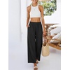 image:imageANRABESS Womens Palazzo PantsWide Leg Cropped Elastic High WaistedFlowy Lightweight AirySummer Casual for Beach VacationBlack