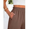 image:imageANRABESS Womens Palazzo PantsWide Leg Cropped Elastic High WaistedFlowy Lightweight AirySummer Casual for Beach VacationBrown