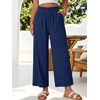 image:imageANRABESS Womens Palazzo PantsWide Leg Cropped Elastic High WaistedFlowy Lightweight AirySummer Casual for Beach VacationNavy Blue